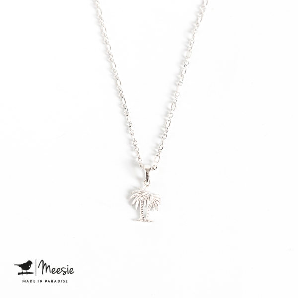 Ketting: Shortie Palmboom bedel zilver - 3 stuks Ketting: Shortie Palmboom bedel zilver - 3 stuks